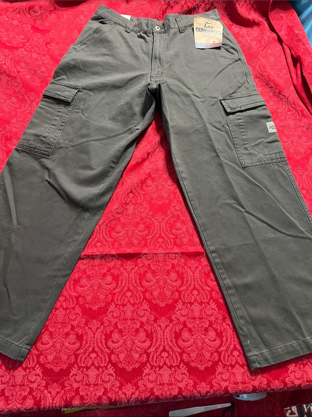 Lee Cargo Pants Men 33x30 Olive Green Utility Straight Leg NWT